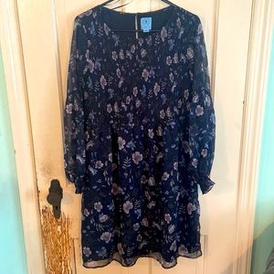 Navy blue floral dress